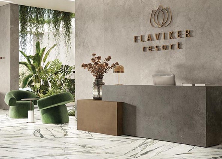 На фотографии пример использования плитки из коллекции Supreme Treasure фабрики Flaviker в дизайне интерьера.