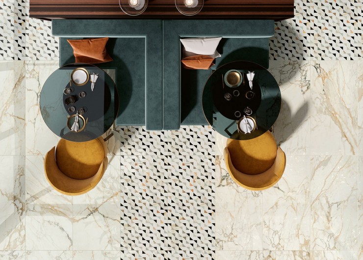 На фотографии пример использования плитки из коллекции Luce фабрики Vallelunga & Co. в дизайне интерьера.