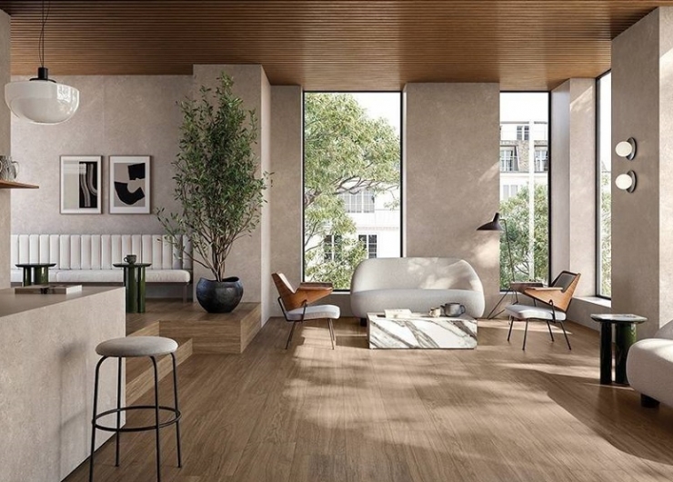 На фотографии пример использования плитки из коллекции Eik фабрики Refin Ceramiche в дизайне интерьера.