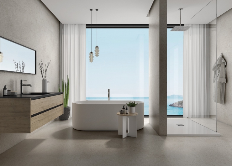 На фотографии пример использования плитки из коллекции Grove фабрики Jano Tiles в дизайне интерьера.
