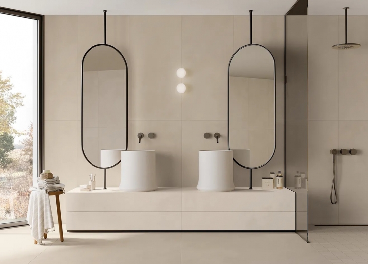 На фотографии пример использования плитки из коллекции COTTOMILANO фабрики Keope в дизайне интерьера.