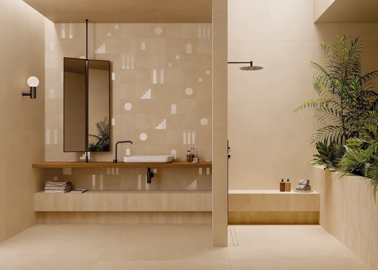 На фотографии пример использования плитки из коллекции COTTOMILANO фабрики Keope в дизайне интерьера.