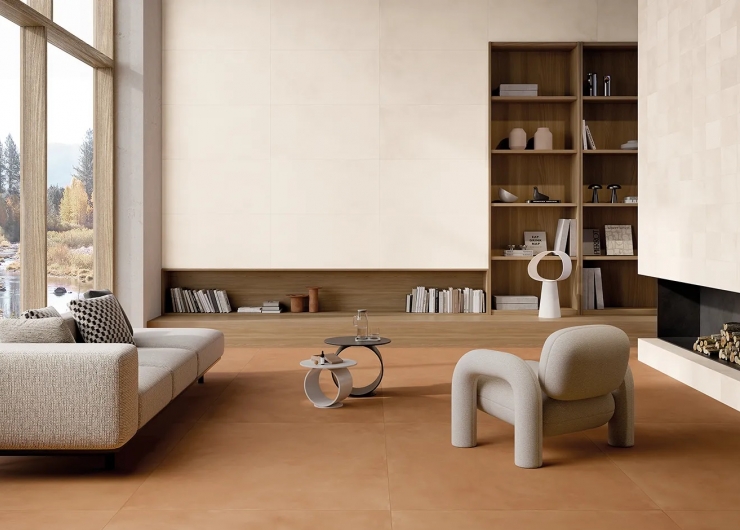 На фотографии пример использования плитки из коллекции COTTOMILANO фабрики Keope в дизайне интерьера.