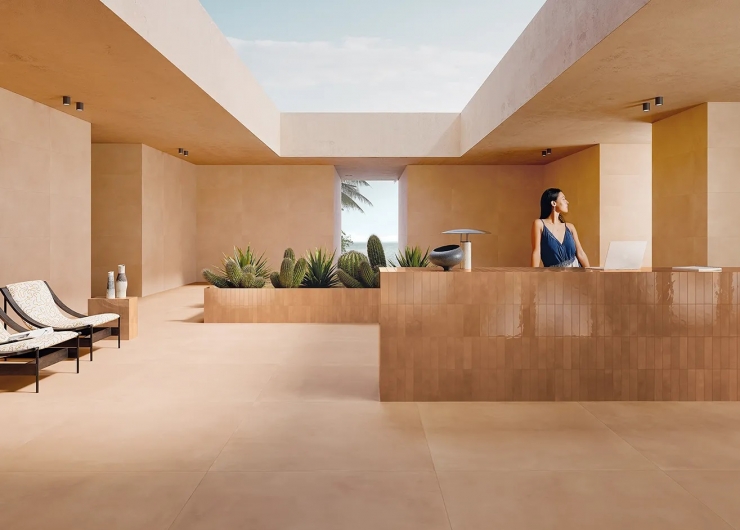 На фотографии пример использования плитки из коллекции COTTOMILANO фабрики Keope в дизайне интерьера.