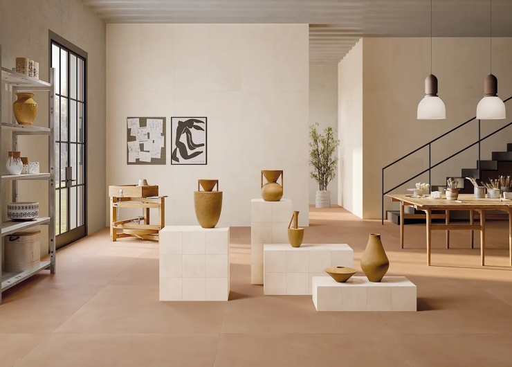 На фотографии пример использования плитки из коллекции COTTOMILANO фабрики Keope в дизайне интерьера.