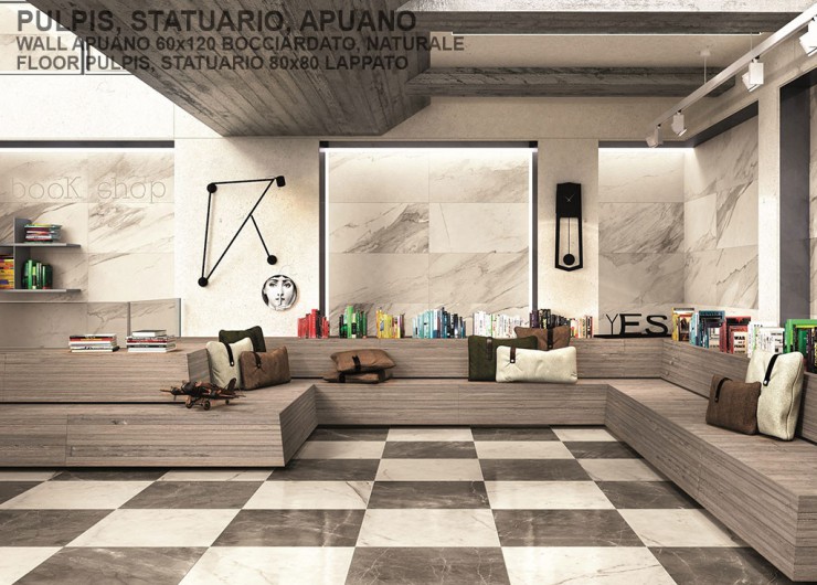 На фотографии пример использования плитки из коллекции White Experience фабрики Italgraniti в дизайне интерьера.