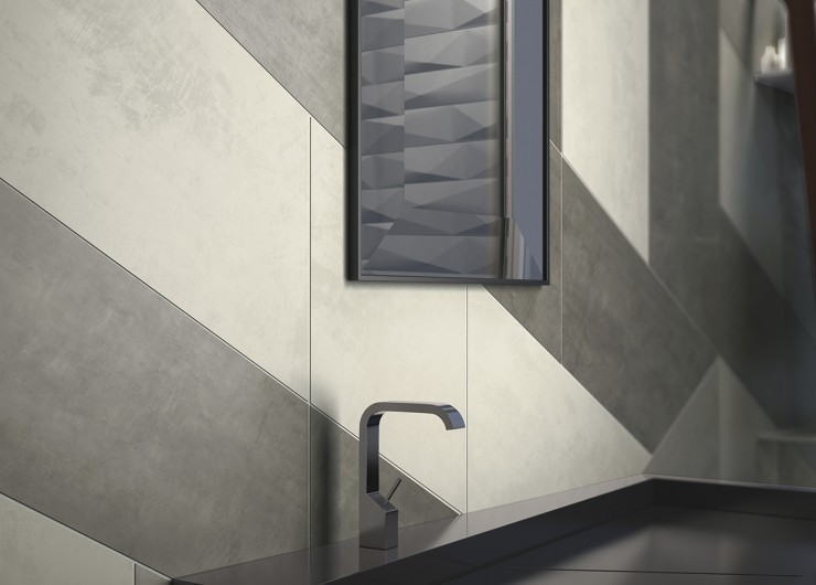 На фотографии пример использования плитки из коллекции Surface фабрики Naxos в дизайне интерьера.