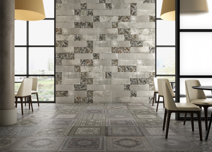 На фотографии пример использования плитки из коллекции Kilim фабрики Aparici в дизайне интерьера.