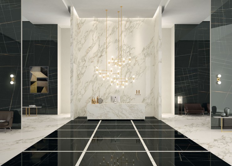 На фотографии пример использования плитки из коллекции Marble Experience фабрики Italgraniti в дизайне интерьера.