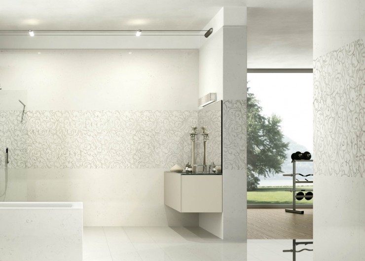 На фотографии пример использования плитки из коллекции Crystal Marble фабрики Valentino в дизайне интерьера.