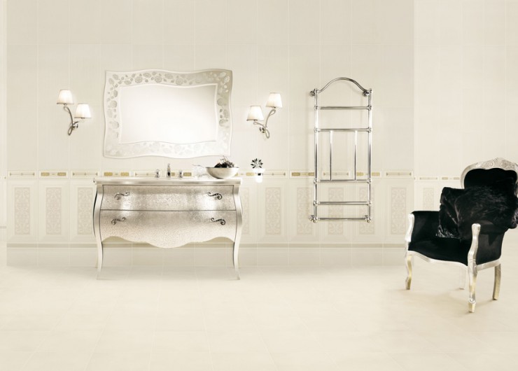 На фотографии пример использования плитки из коллекции Boiserie фабрики Valentino в дизайне интерьера.