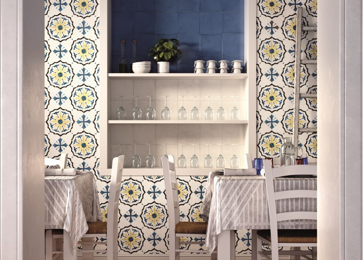 На фотографии пример использования плитки из коллекции Storie D'Italia фабрики Marca Corona в дизайне интерьера.